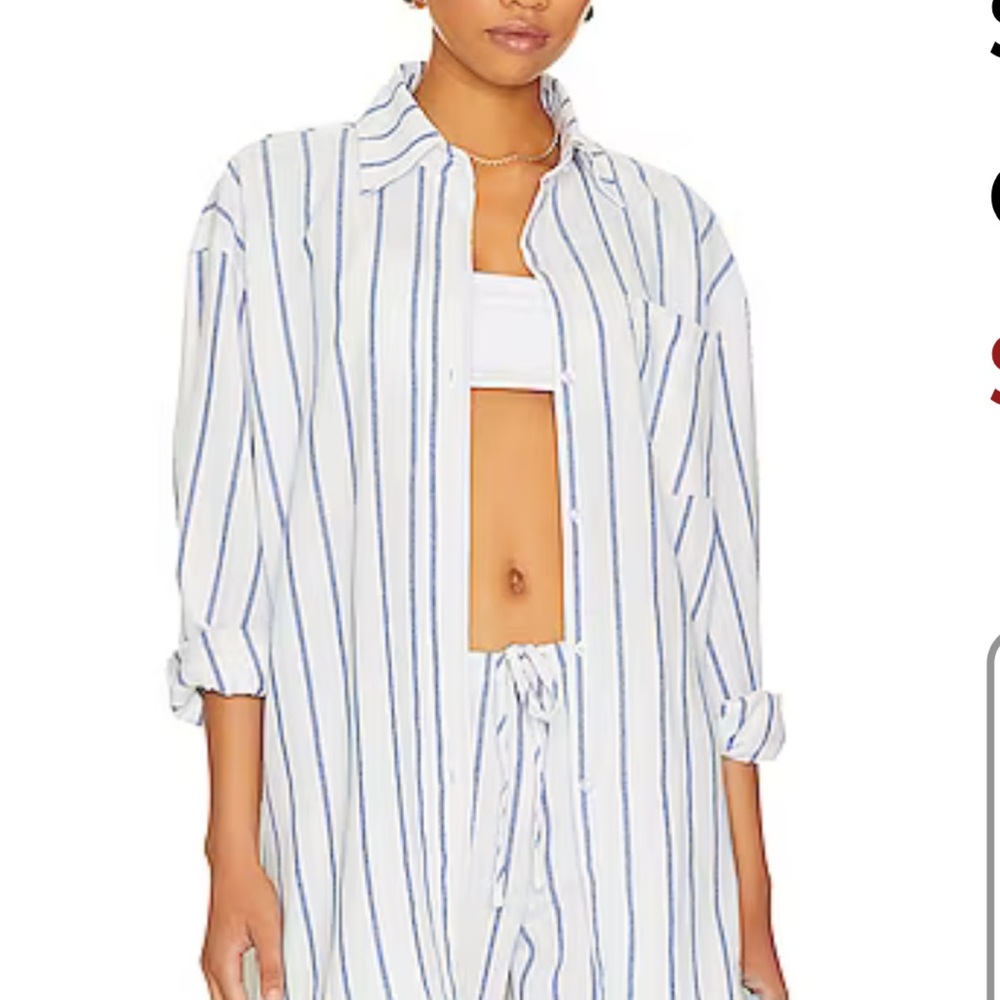 Blue and White Striped Button Down Shirt